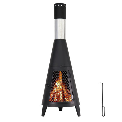 43inch Tall Chiminea Outdoor Fireplace with Fire Poker for Wood Burning