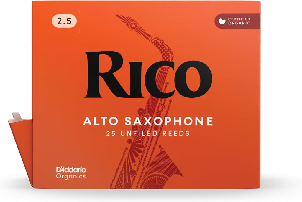 Rico Organic Alto Saxophone Reeds, Strength 2.5, 25 Pack | Rico Organic Alto Saxophone Reeds provide consistent