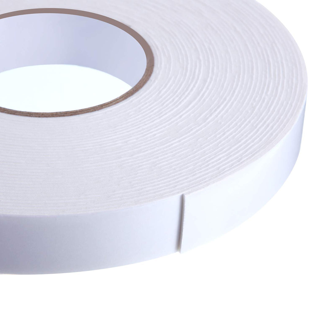 2 Rolls Double Sided Foam Tape for Mounting,1 Inch by 50 Feet,White