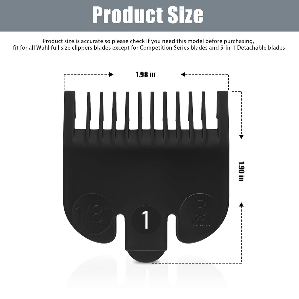 For Wahl #1 Guide Comb Attachment 1/8" (3.0 mm), Clipper Guard Replacement | 1/8" Professional Trimmer Guards set for