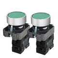 mxuteuk 2pcs 1 NO 22mm Green Momentary Push Button Switch 660V 10A SPST HB2-BA31-GG