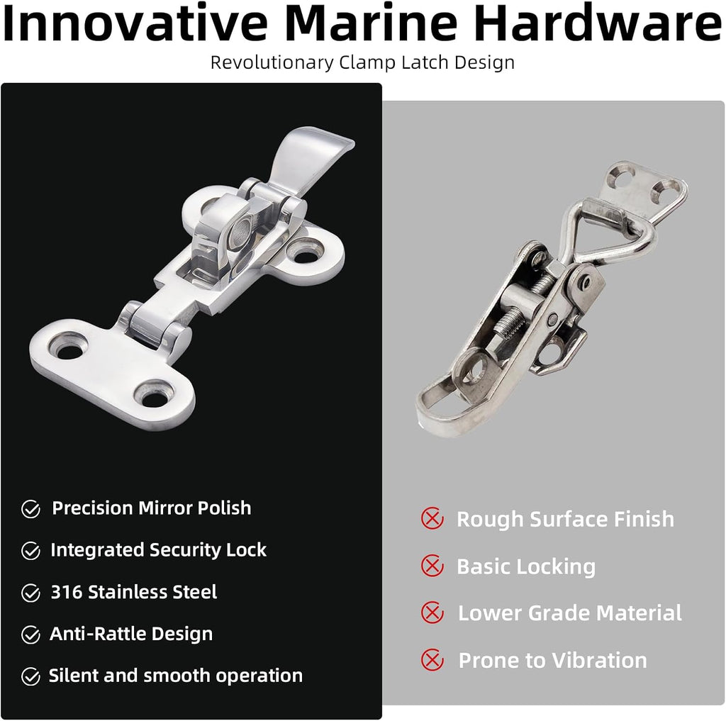 Toggle Lock Boat Hatch Latch,316 Stainless Steel, 2 Pack