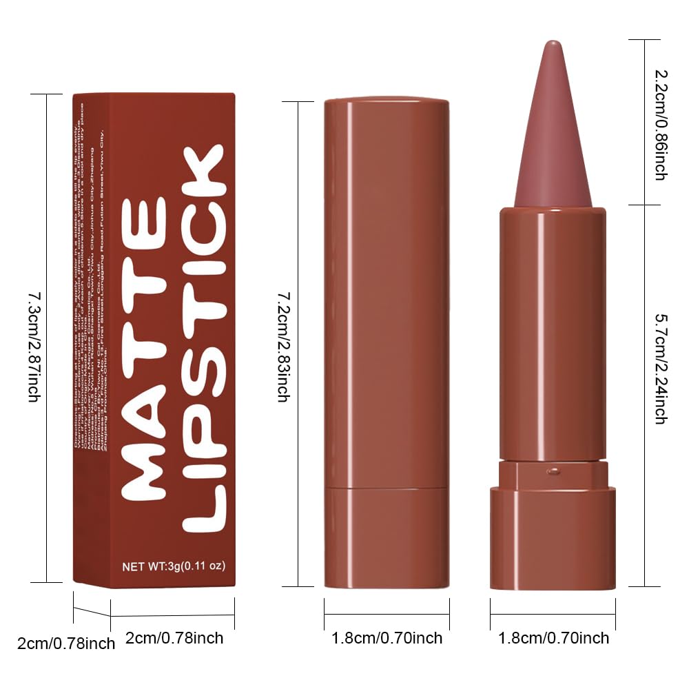 6Pcs Warm Red Brown Nude Maroon Dark Wine Gradient Matte Lipstick Lip Liner Crayon Combo Pencil Set for Women