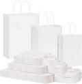 120pcs Paper Bags with Handles Assorted Sizes Kraft White Bags