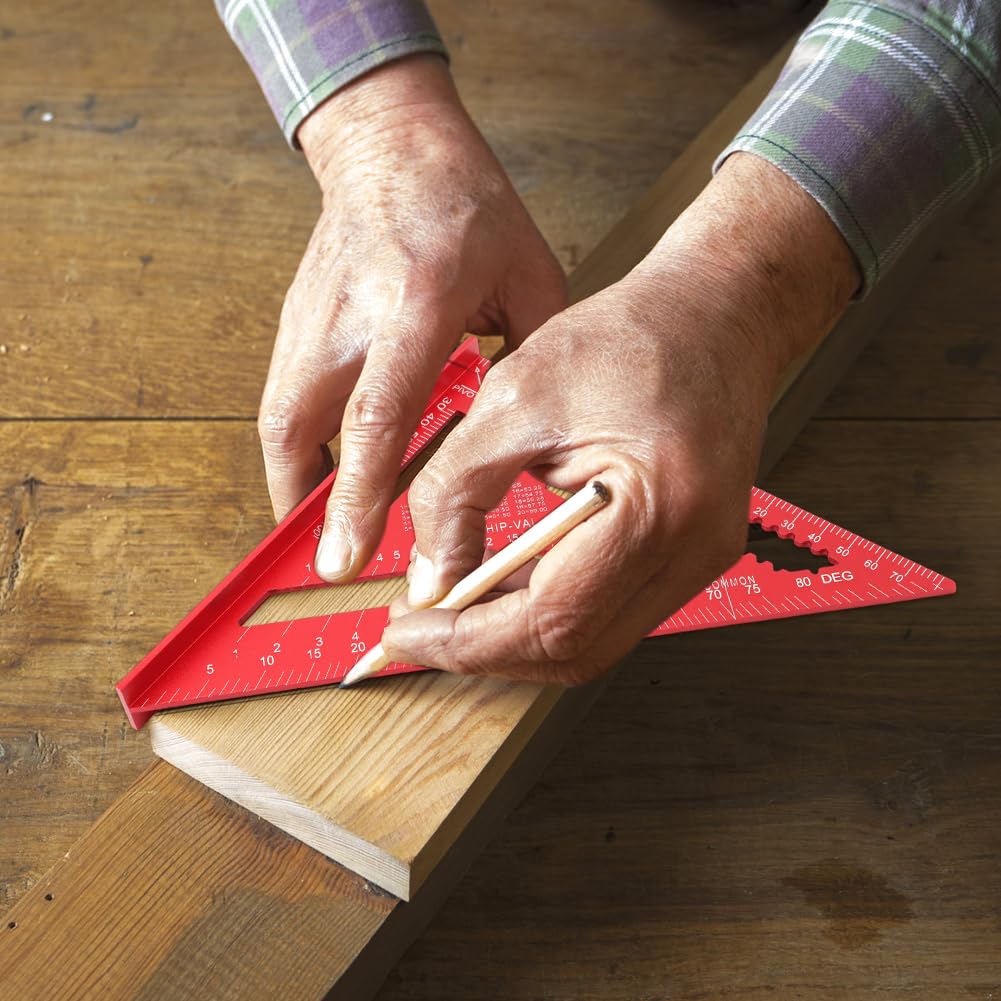 IUYYPU Carpenter Square, 7 Inch Metric Rafter Square Red