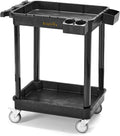 2-Shelf Heavy Duty Plastic Rolling Utility Cart, 28x19 in, 330 lbs