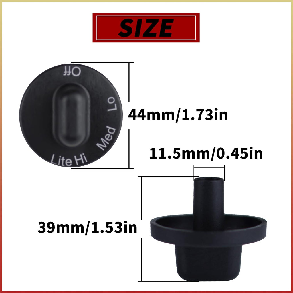 4 Pack 71001641 Stovetop Knobs Range Cooktop Top Burner Control Knob Replacement Knobs Compatible with Some Jenn Air Stove top knobs AP4088491 PS2077264 WP71001641 Black