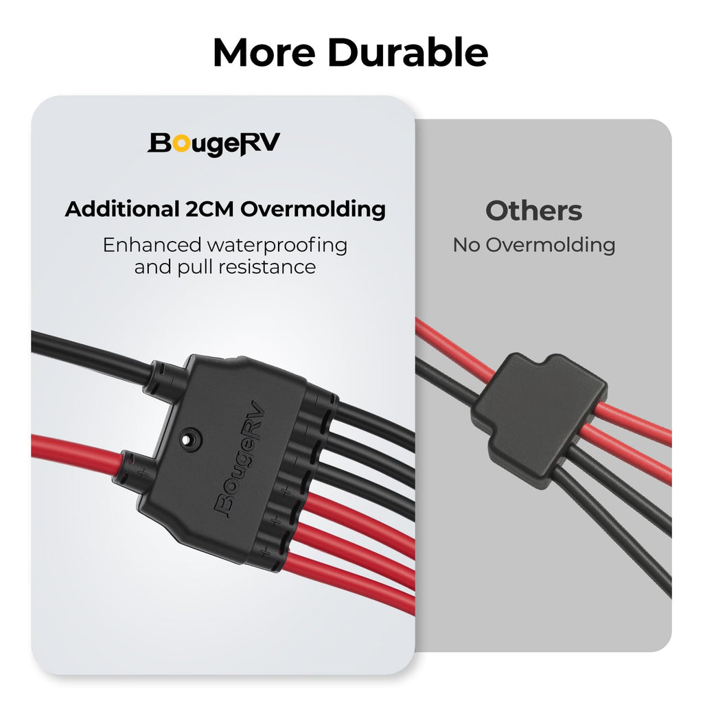 BougeRV Solar Parallel Connectors, 2 to 6 Y Branch 10AWG Cable