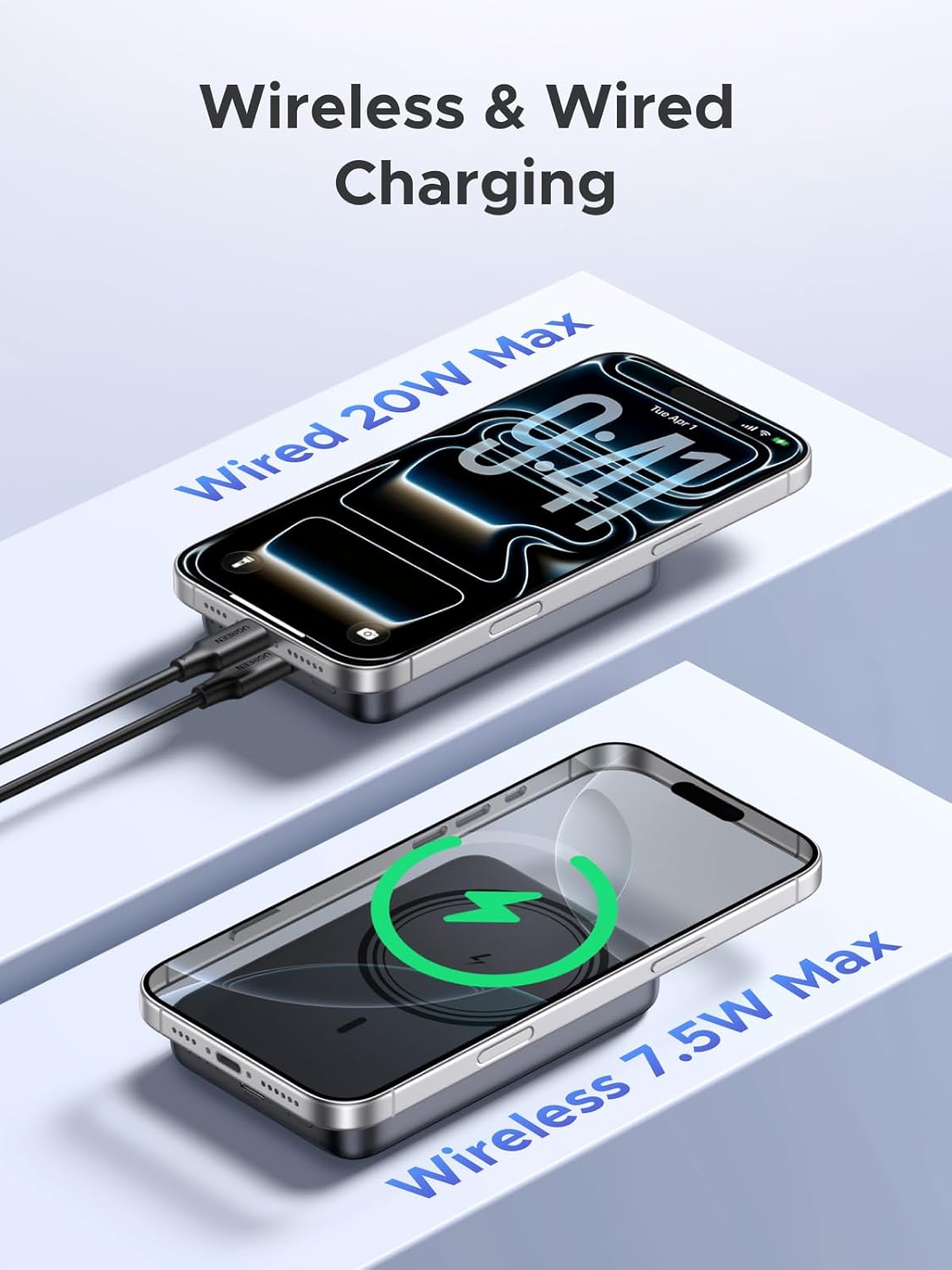 Magnetic Power Bank,10,000mAh Wireless Portable Charger, PD 20W Fast Charging Battery Pack with USB-C for Magsafe