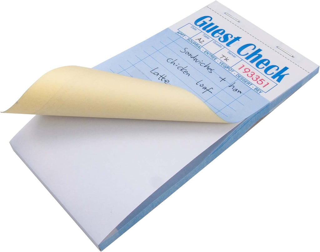 Guest Check Books 3.5" x 6.7", 1000 Duplicates Server Note Pads