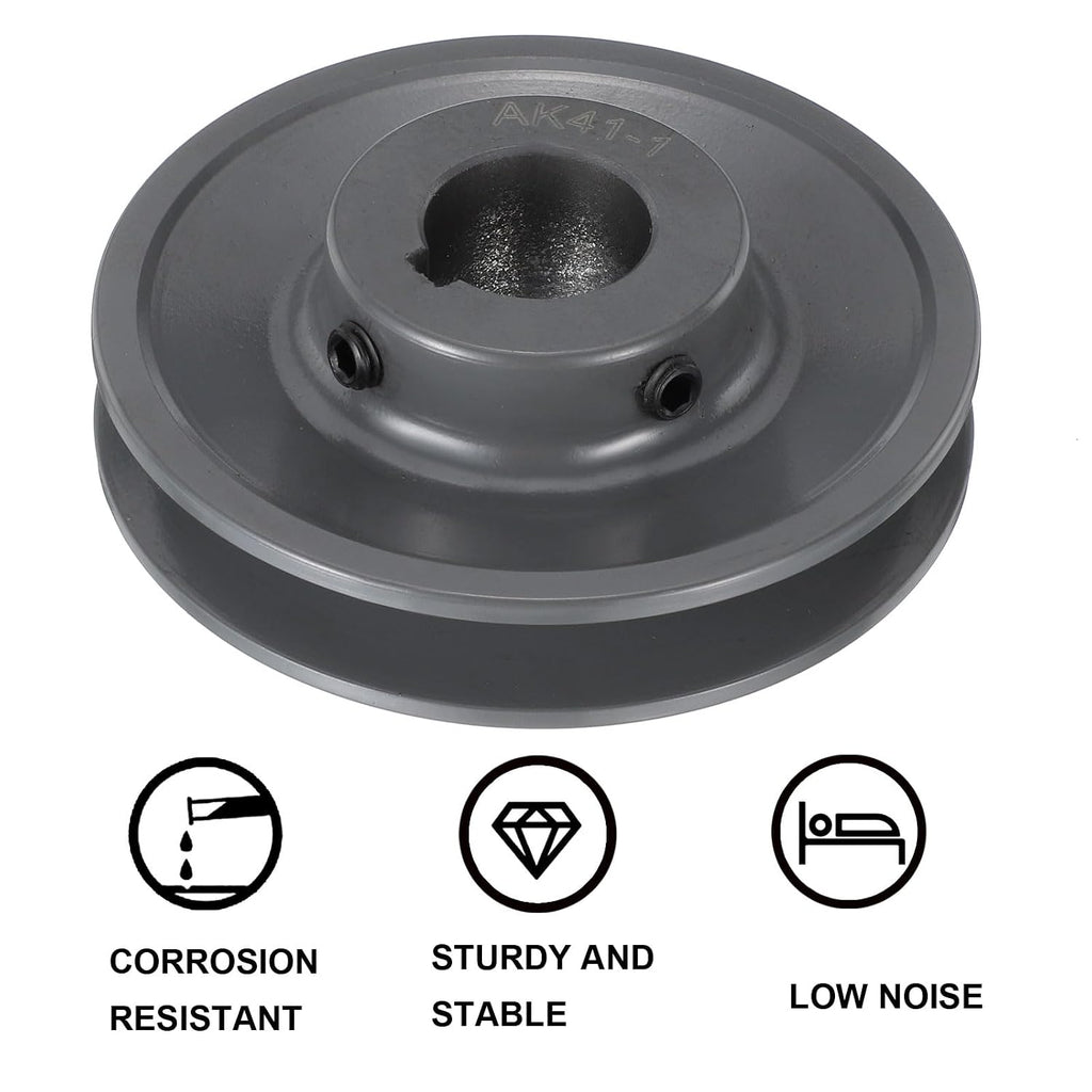 uxcell AK41-1 V-Belt Sheave 1" Bore, 3.95" OD, Single Groove Web Sheave