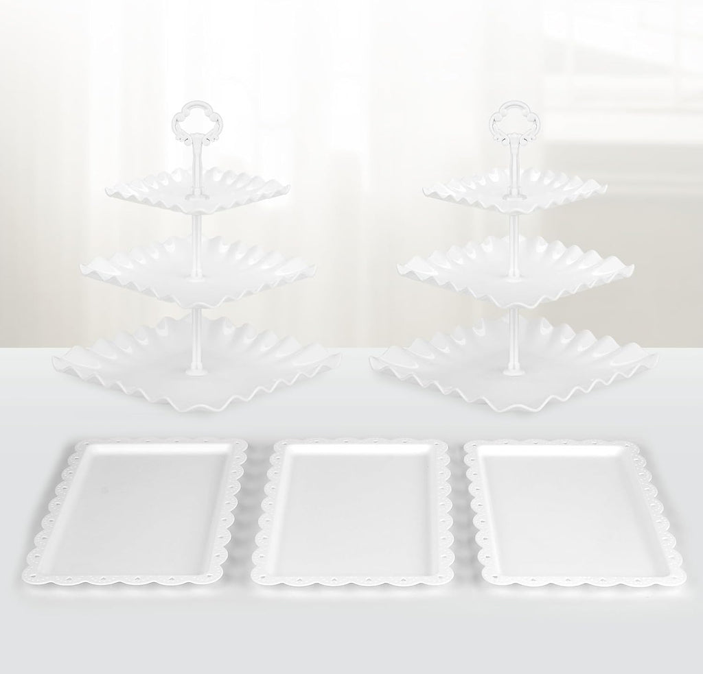 5-Piece Cupcake Stand & Appetizer Trays Set (White)