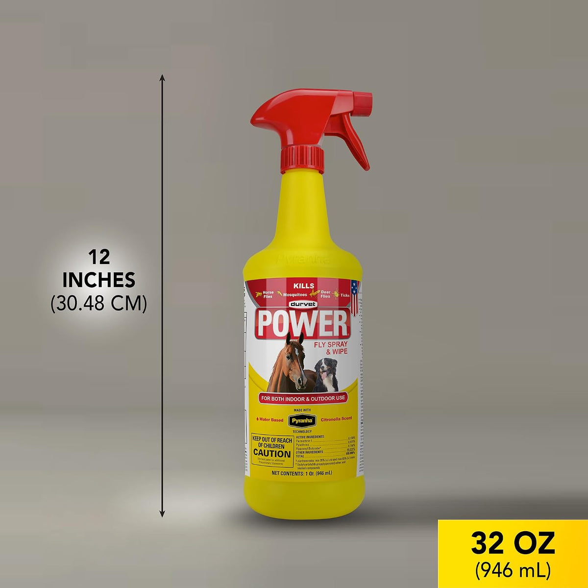 Fly 003-1020 698903 Power Fly Spray and Wipe for Horses, 32 oz