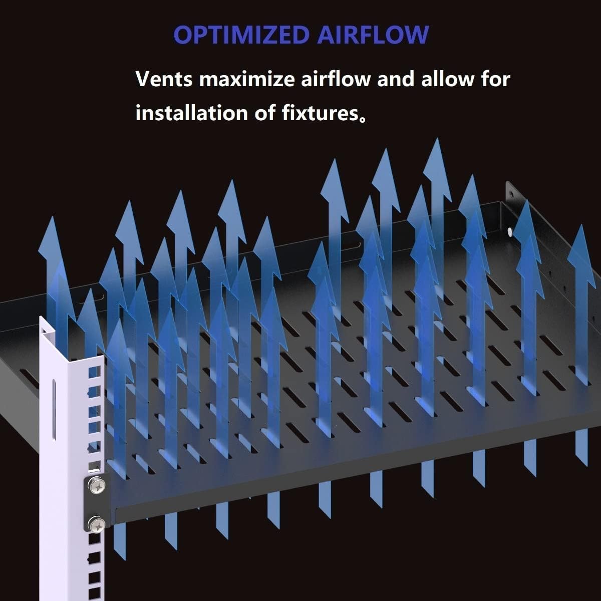 1U Vented Cantilever Server Rack Mount Shelf 12" Deep