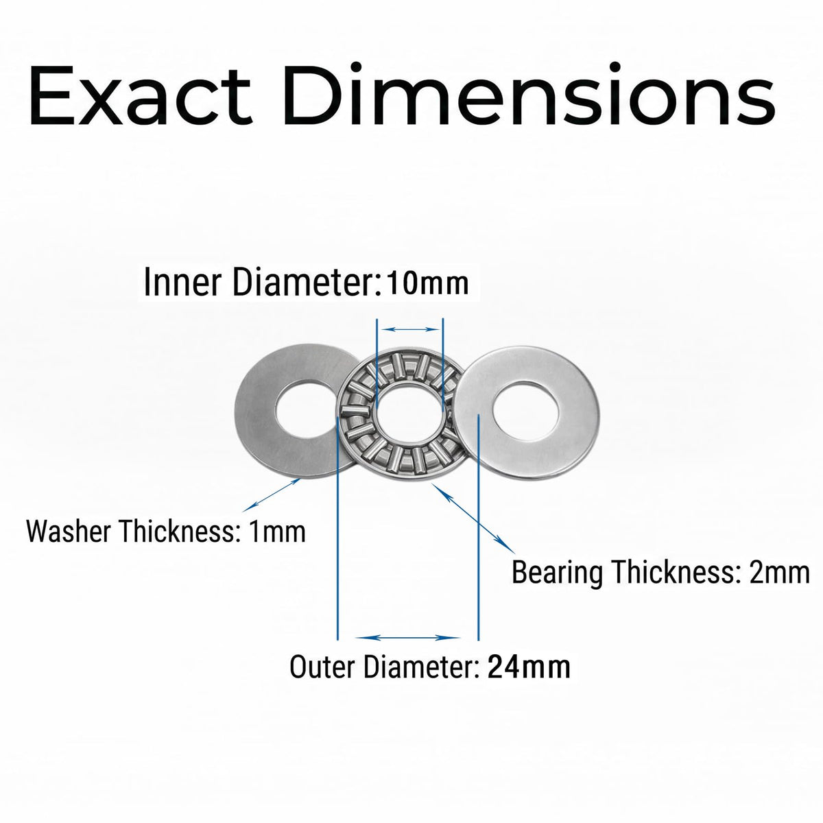 KASHUNUO Flat Thrust Needle Bearing: 8 Sets AXK1024 for Limited Axial Space