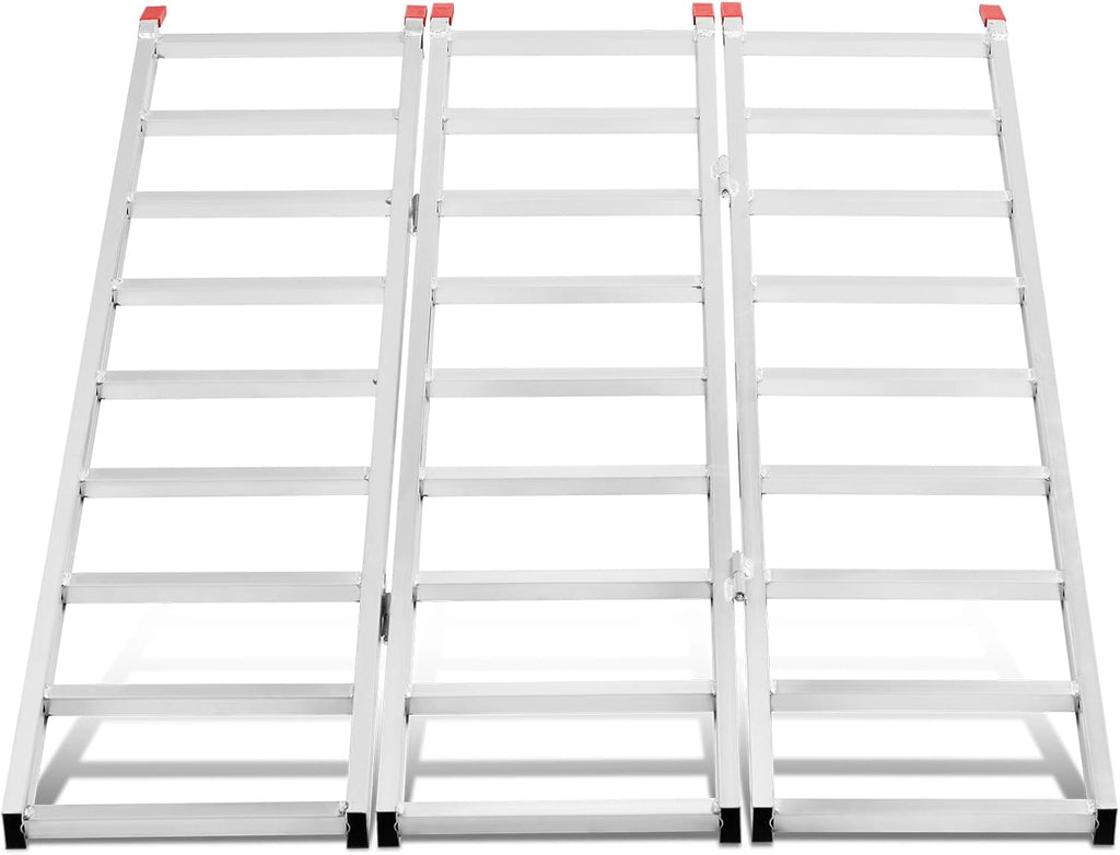 69"X50" Tri-Fold Aluminum ATV Mower Truck Loading Ramp,1500 lb Capacity | Portable Heavy Duty Loading Ramp for ATV