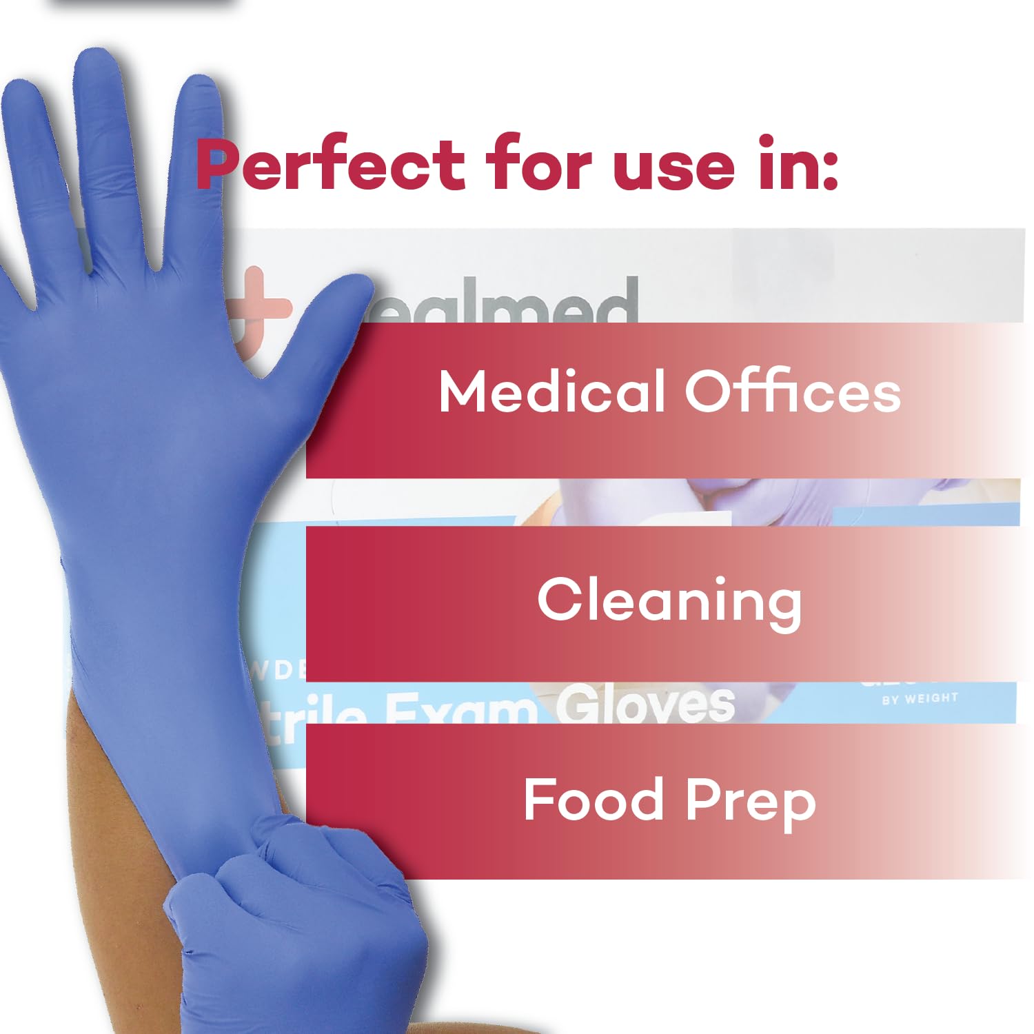 Nitrile Exam Gloves - Latex Free - Small - 100 Count | Blue, Beaded Cuff, Ambidextrous Fit, Full Finger Coverage