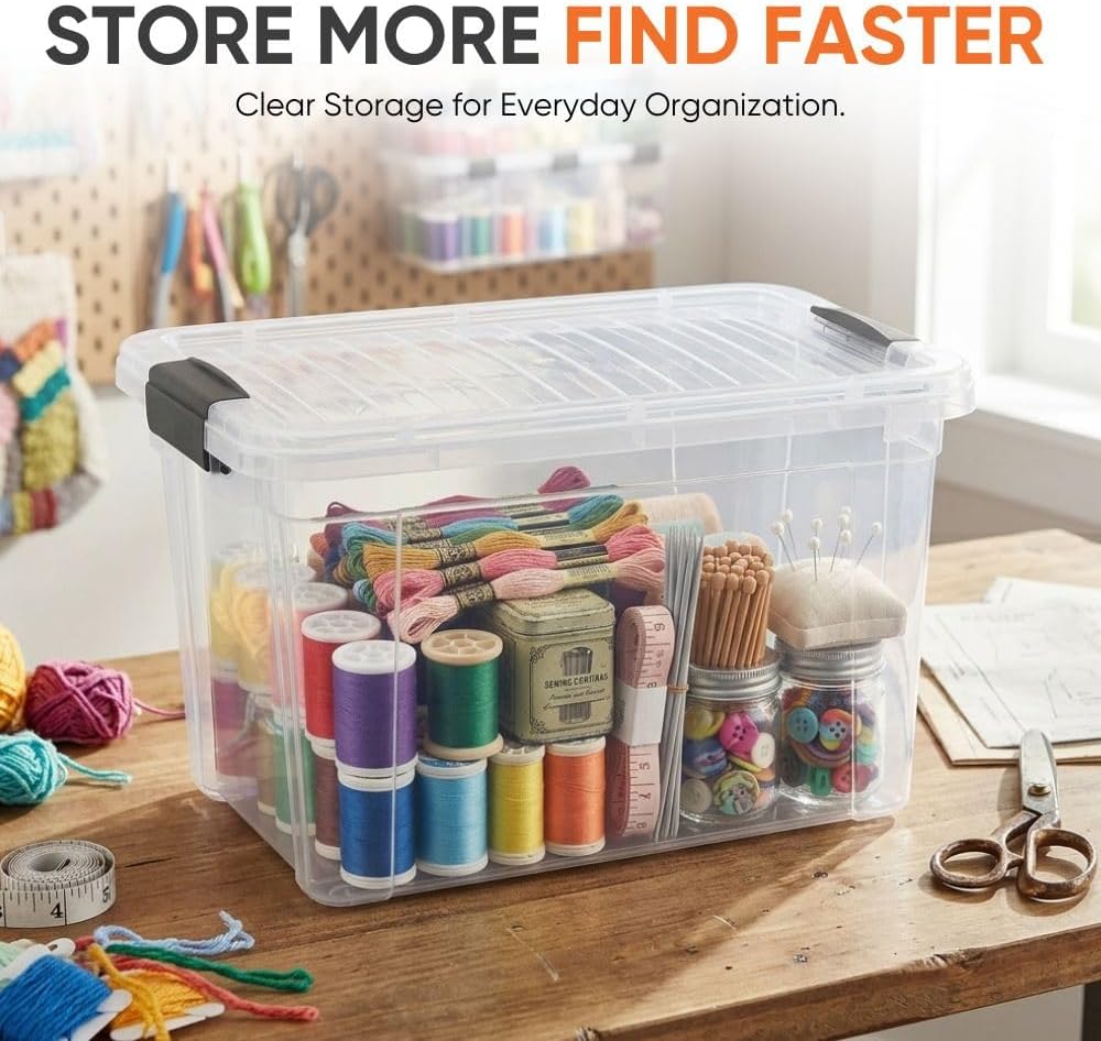 8.7 Quart Clear Plastic Storage Boxes with Lids, Stackable Organizer Containers, BPA-Free Storage Bins for Home