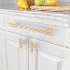 6 Pack 10 Inch(254mm) Knurled Brushed Brass Kitchen Cabinet Handles, Glod Cabinet Pulls Kitchen Cabinet Hardware