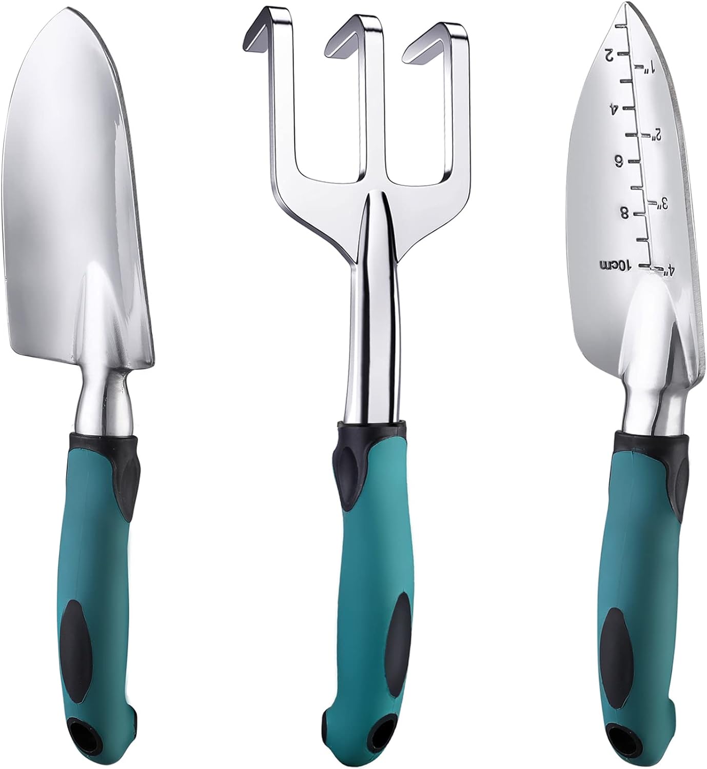 Garden Tools Set, 3 Piece Heavy Duty Gardening Tools Cast Aluminum with Soft Rubberized Non-Slip Handle, Durable