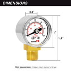 AetralYB 1-Inch Mini Pressure Gauge, 0-60 PSI,1/8” NPT Bottom Mount