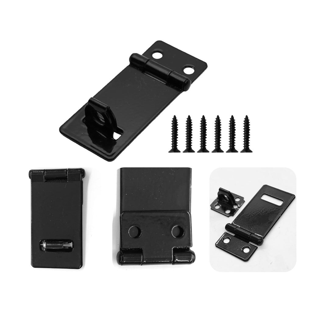 6PCS 2 Inch Padlock Hasp Latch, Black Iron Door Slide Bolt Lock Security Gate Clasp Hardware with Screws for Home