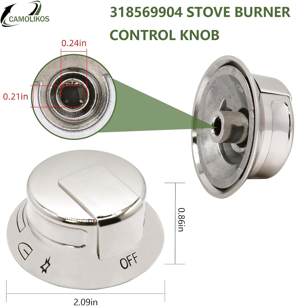 4Pack 318569904 Cooktop Burner Control Knob Compatible with Frigidaire Electrolux Replaces 3514026 AP5809436 PS9495257 EAP9495257