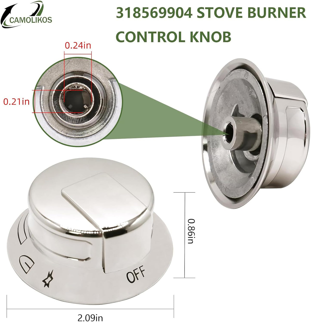 4Pack 318569904 Cooktop Burner Control Knob Compatible with Frigidaire Electrolux Replaces 3514026 AP5809436 PS9495257 EAP9495257