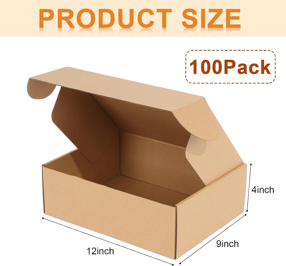 100 Pcs 12x9x4'' Shipping Boxes Corrugated