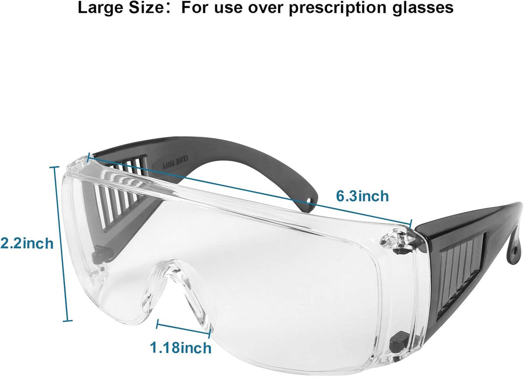 Shooting Glasses Over Eyeglasses, AntiFog Safety Glasses Over Prescription OTG