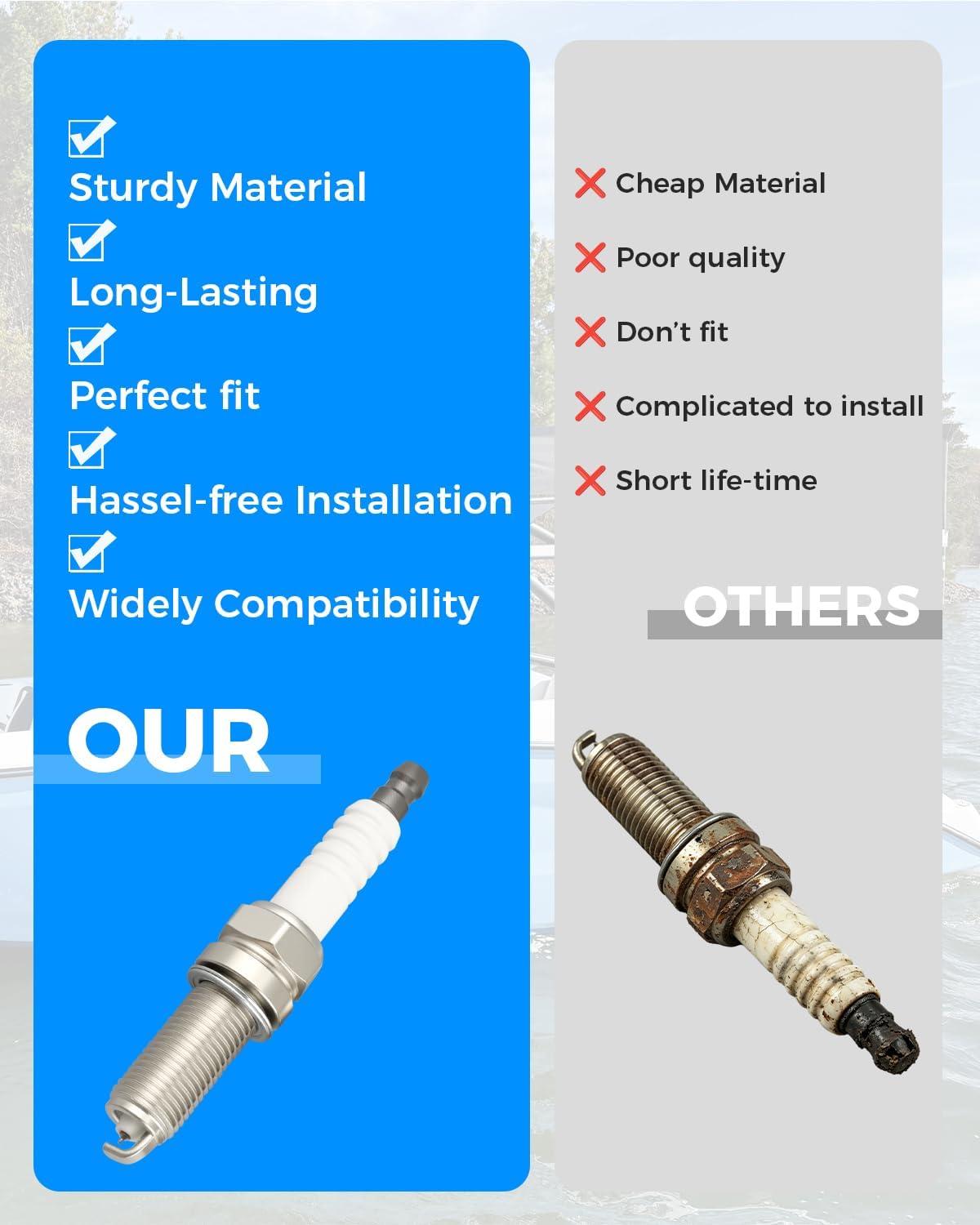 4-Pack Spark Plug Fits for NGK 92650 LKR6E, Fit for Yamaha
