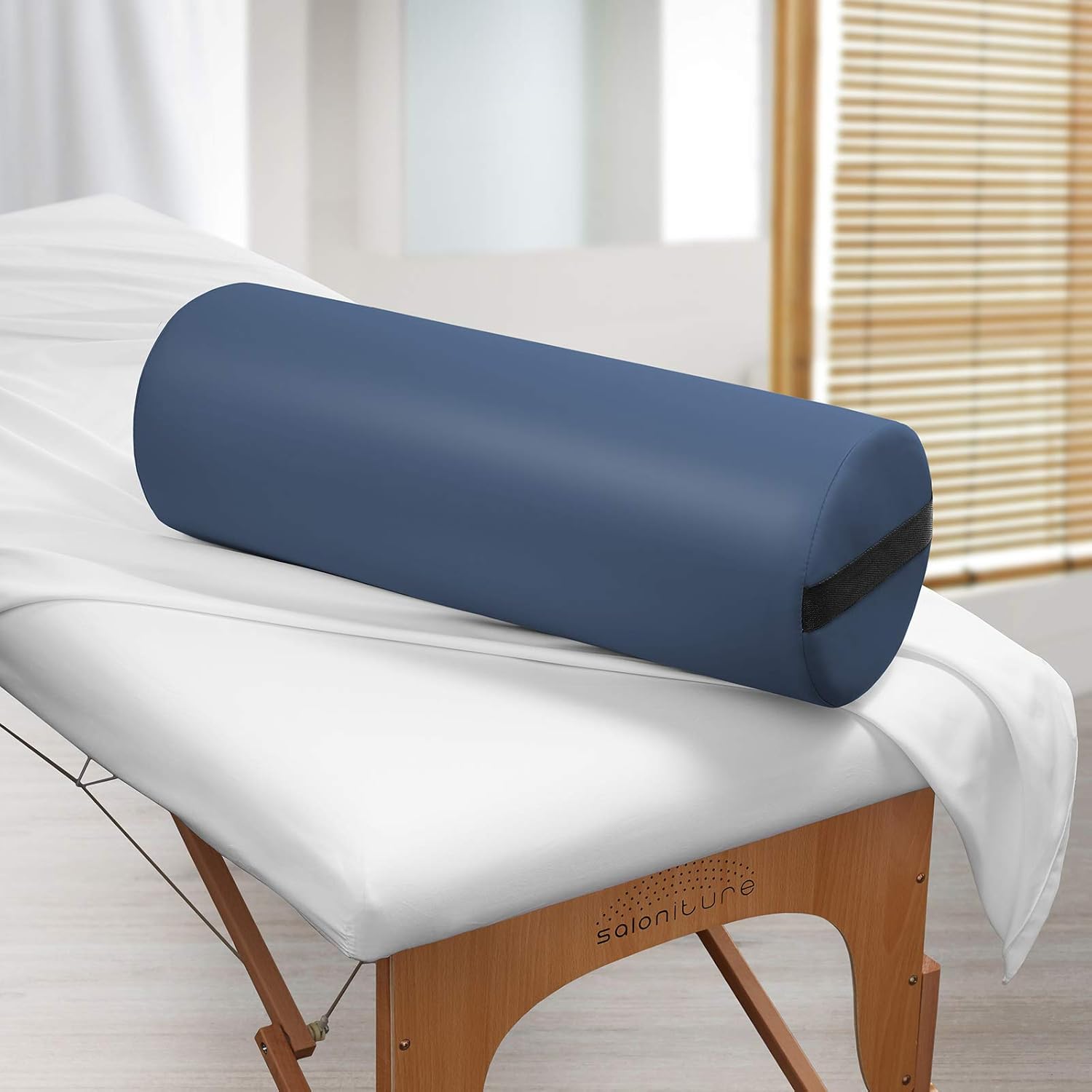 Jumbo Round Massage Table Bolster Pillow Pad - 26 x 9 Inch - Blue