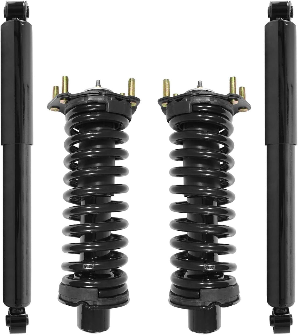 COMPLETESTRUTS - Front Complete Strut Assemblies with Coil Springs and Rear Shock Absorbers Replacement for 2002-2012 Jeep Liberty - Set of 4