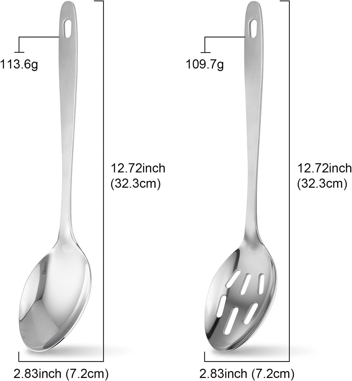 2PCS Stainless Steel Serving Spoons Set, Solid & Slotted