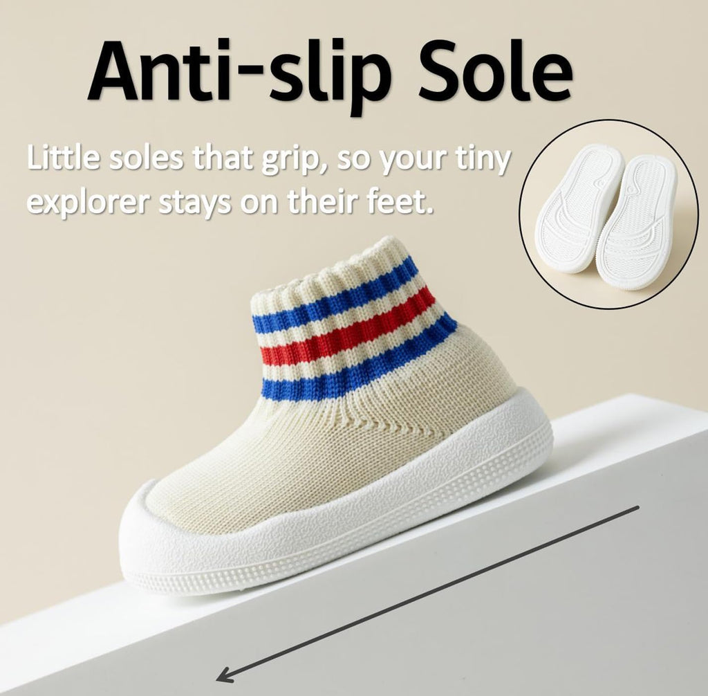 Baby Sock Shoes Toddler Walking Slippers with Soft Rubber Sole