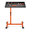 Adjustable Work Table, Mechanic Rolling Tool Tray Table, Orange