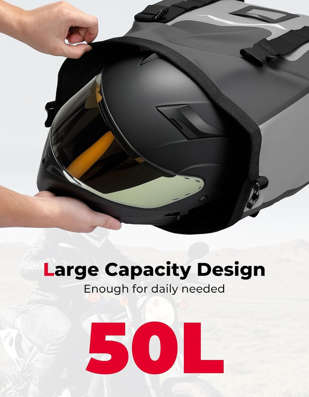Waterproof Motorcycle Saddlebags 50L(25Lx2) Large Luggage Side Bag | Adventure Dual Sport Bike Side Saddle Bags for