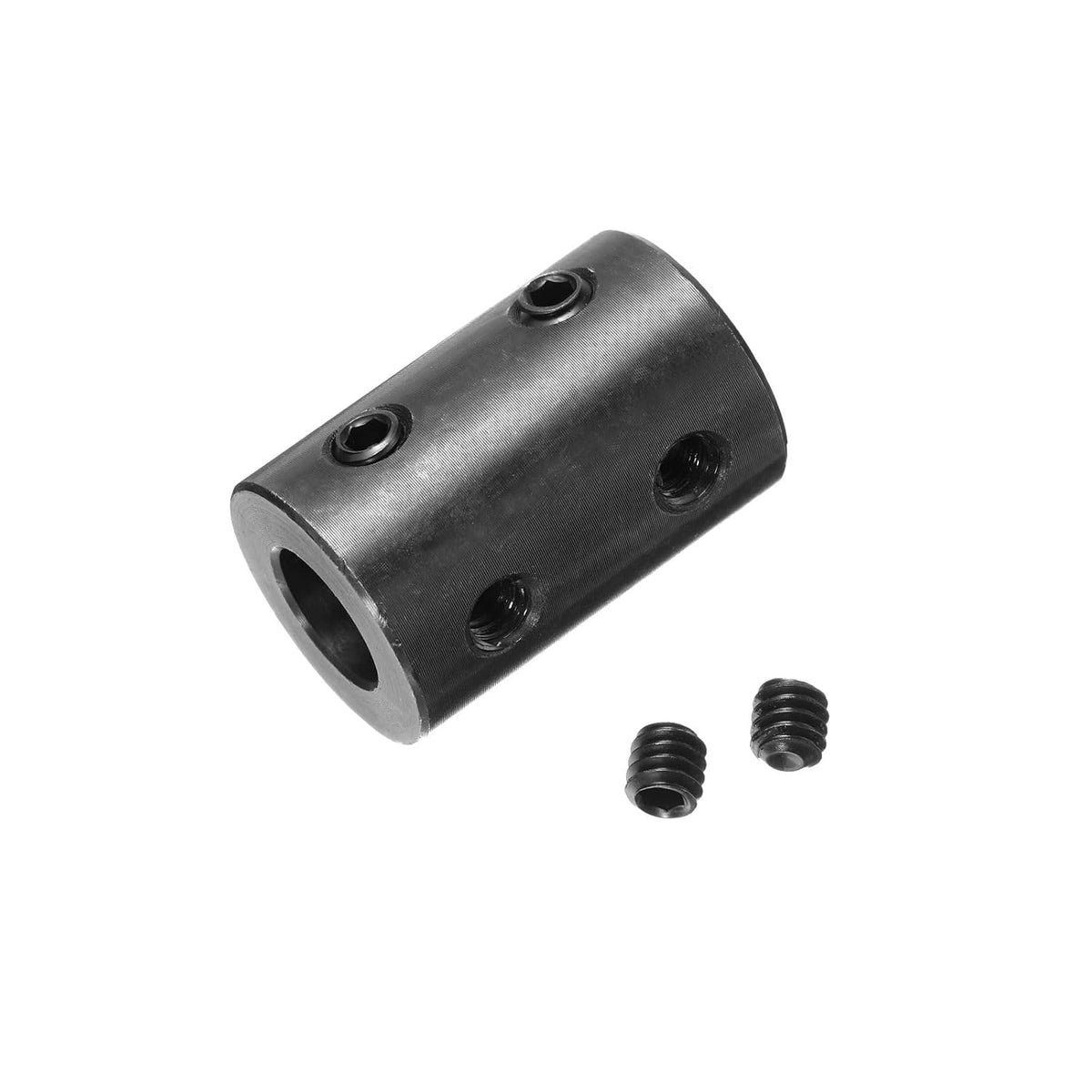 uxcell Shaft Coupling 1/2" Bore, 1" OD, 1-1/2" Length, Black Oxide Plated Steel Rigid Coupling, Motor Wheel Coupler, (4 Set Screws)