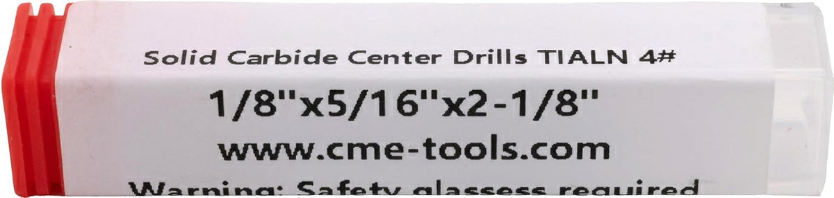CME #4 Carbide Center Drills, TiAlN Coated, 5 pcs