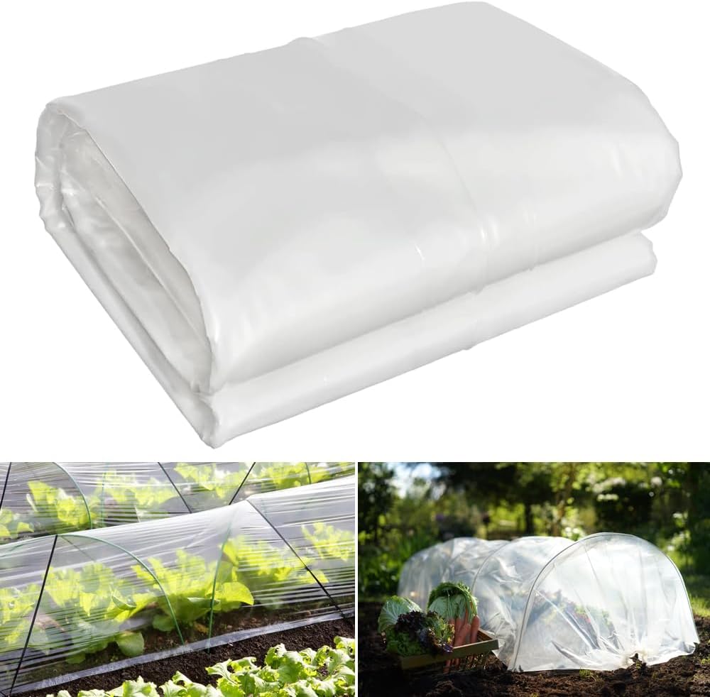 10 x 25 FT Lightweight Clear Plastic Sheeting, 2.4 Mil Poly Film