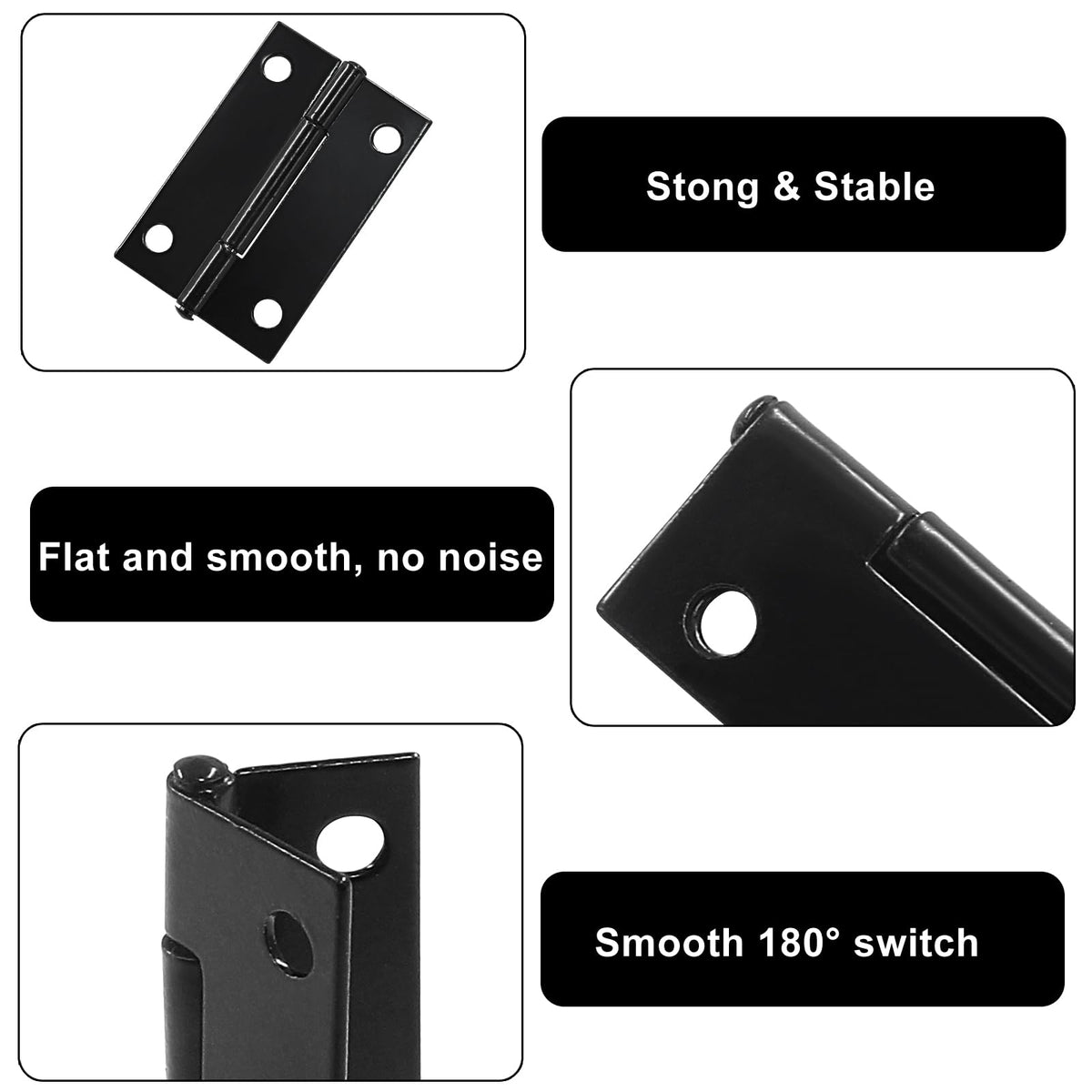 24 Pack 1.5 Inch Black Door Hinge Cabinet Hinge