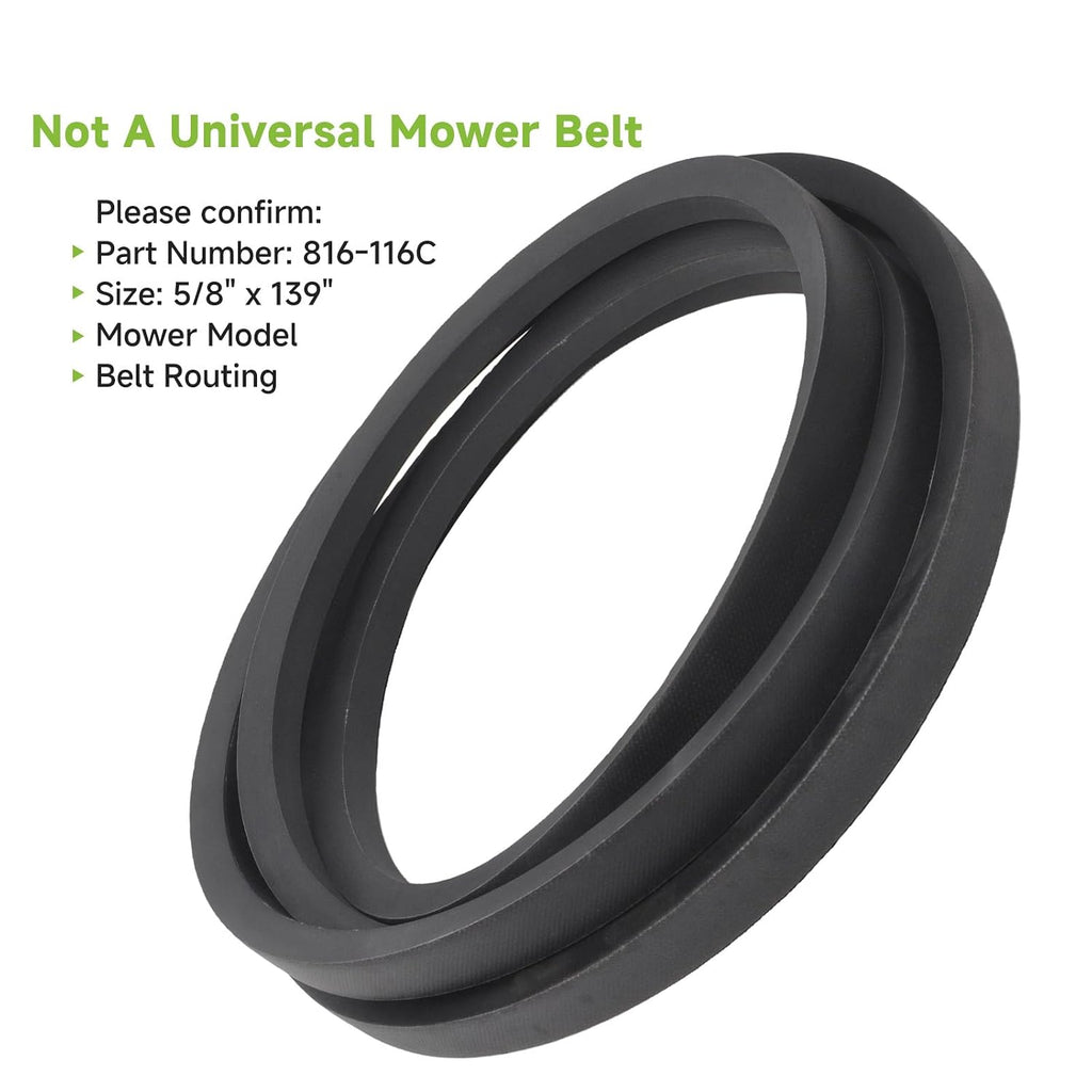 816-116C Deck Belt, 5/8" x 139", Compatible with Land Pride Mower Selected
