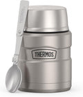 Stainless King Food Jar with Spoon, 16oz, Matte Steel | Stainless Steel Insulated Food Container with Built-In Bowl