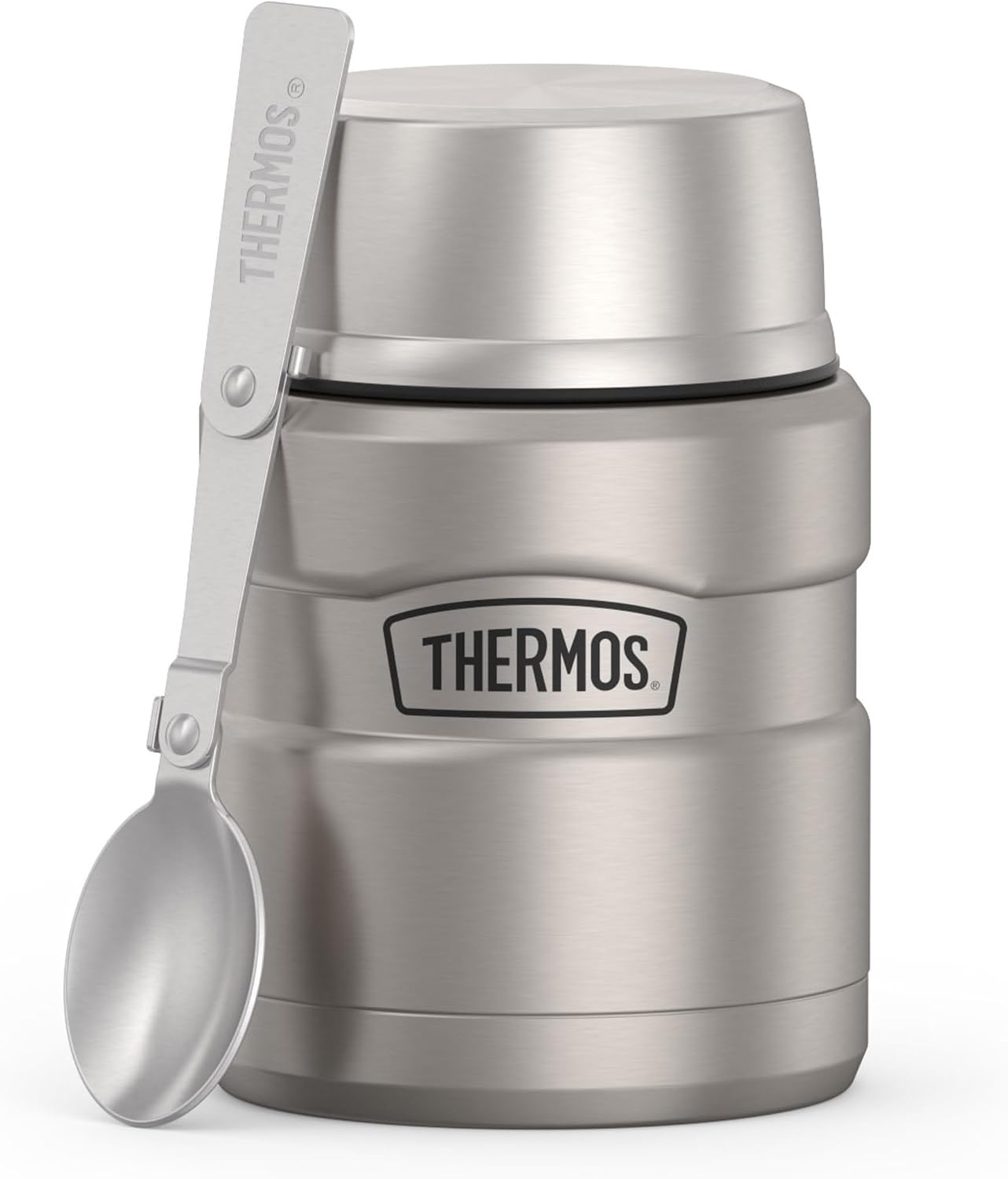 Stainless King Food Jar with Spoon, 16oz, Matte Steel | Stainless Steel Insulated Food Container with Built-In Bowl