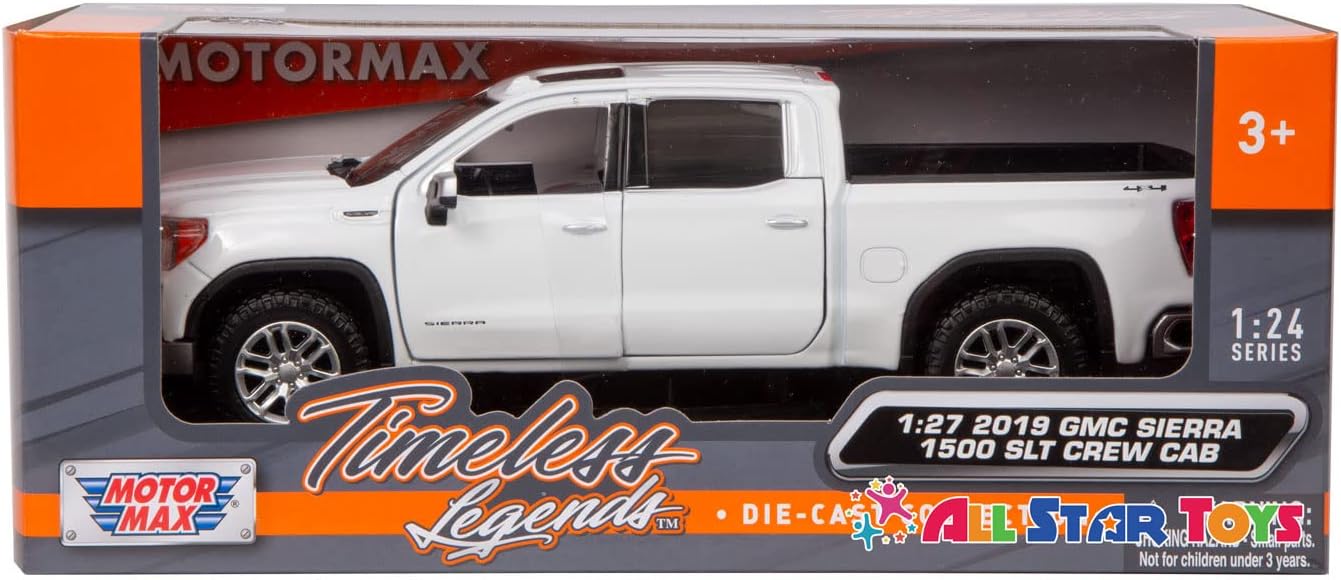 2019 GMC Sierra 1500 SLT Crew Cab 4x4 Pickup Truck with Sunroof White Timeless Legends Series 1/24-1/27 Diecast Model