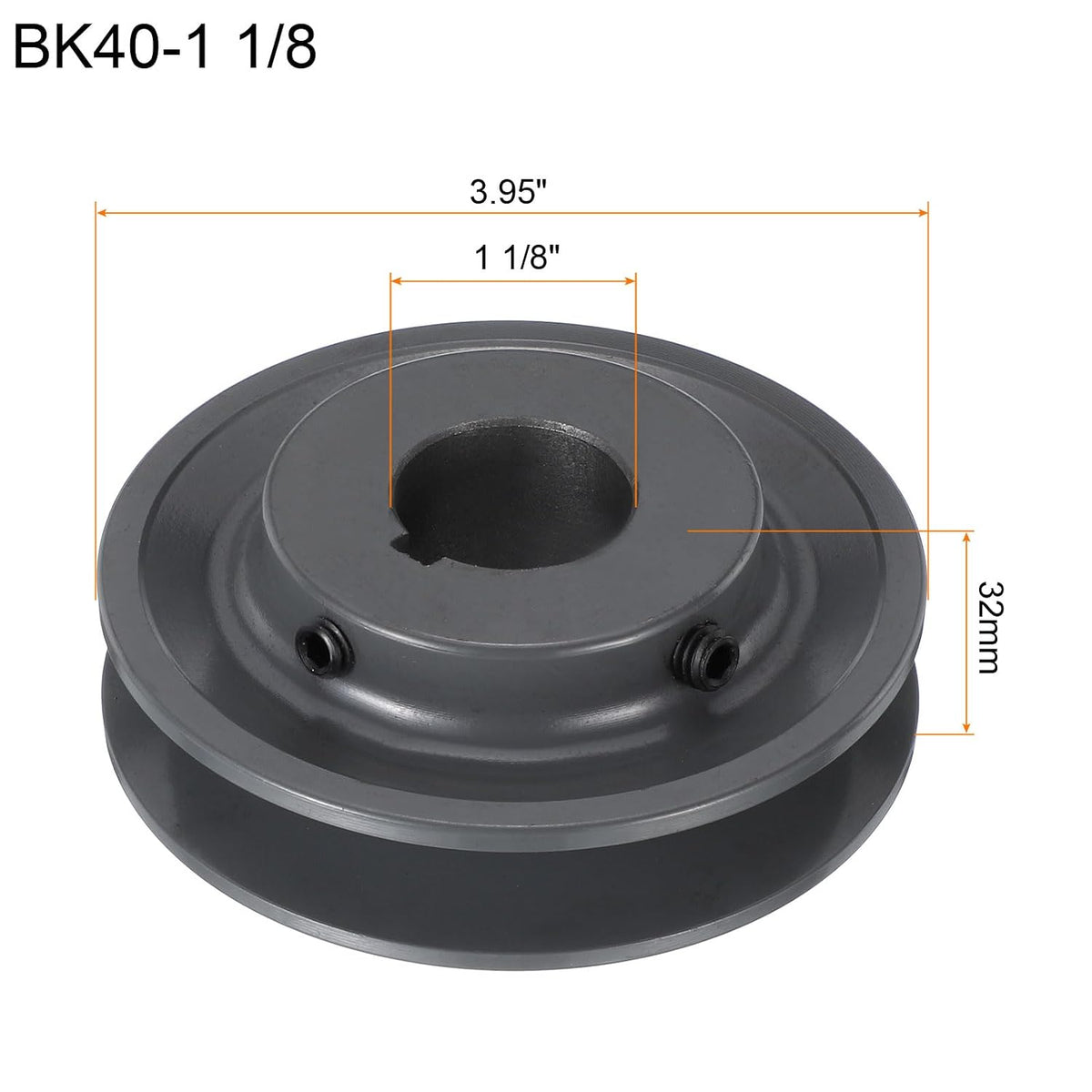 uxcell BK40-1 1/8 V-Belt Sheave 1 1/8"Bore 3.95"OD Single Groove Web Sheave