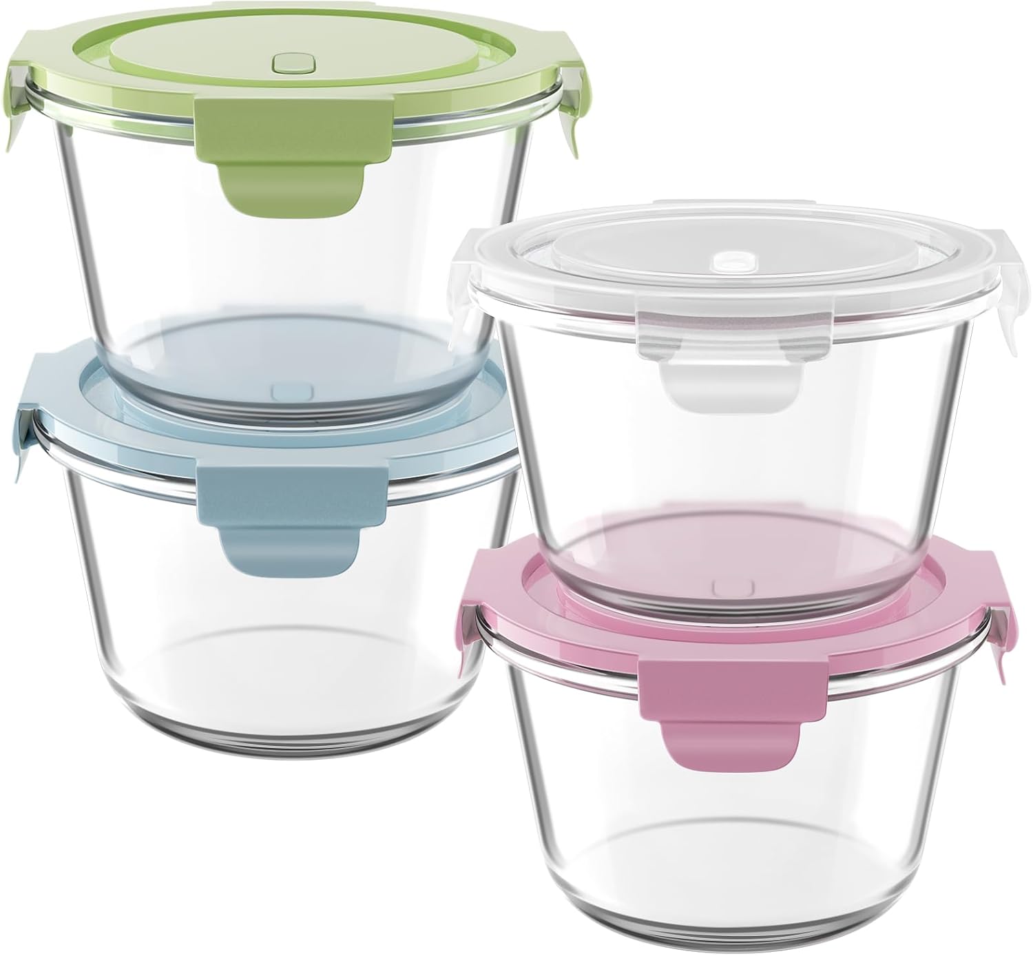 16oz Glass Meal Prep Containers, Airtight 2 Cup Glass Storage Containers with Lids, Heat-Resistant BPA-Free