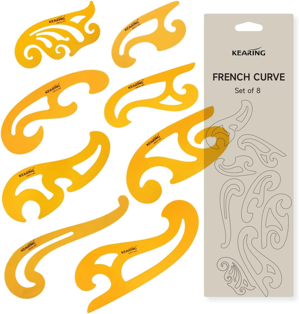8Pcs French Curve Ruler Set - Flexible Plastic Sewing Template Tool | Flexible 8-piece clear PVC french curve