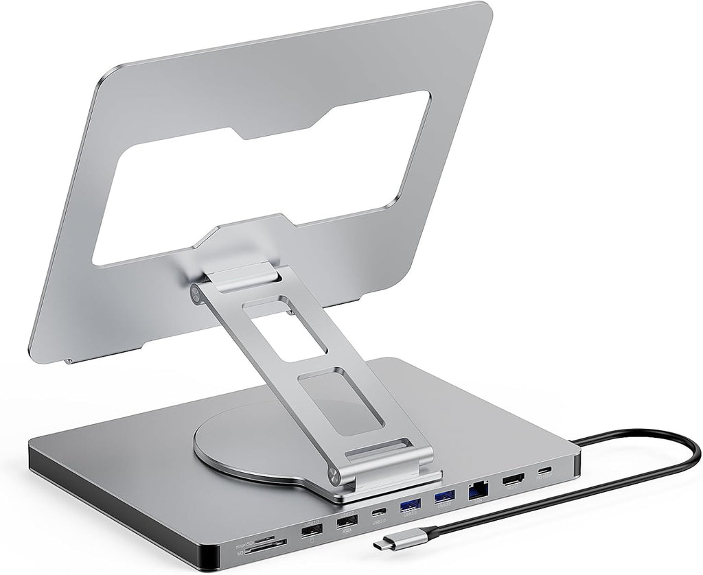 10 in 1 Laptop Docking Station Stand for MacBook Pro/Air/Surface/Dell/HP/Lenovo, Mac Type-C Hub with 4K HDMI, USB