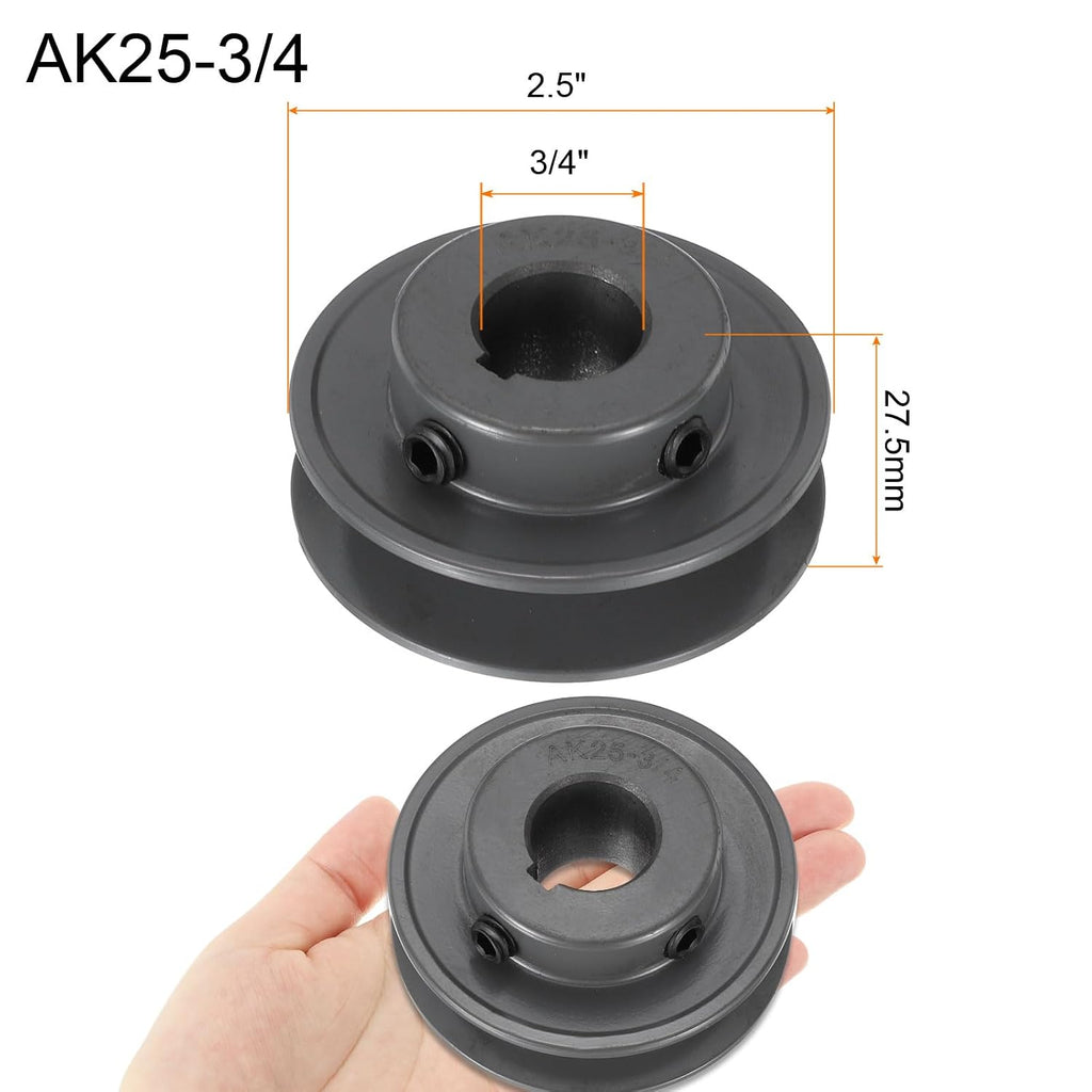 uxcell AK25-3/4 V-Belt Sheave 3/4" Bore, 2.5" OD, Single Groove Web Sheave